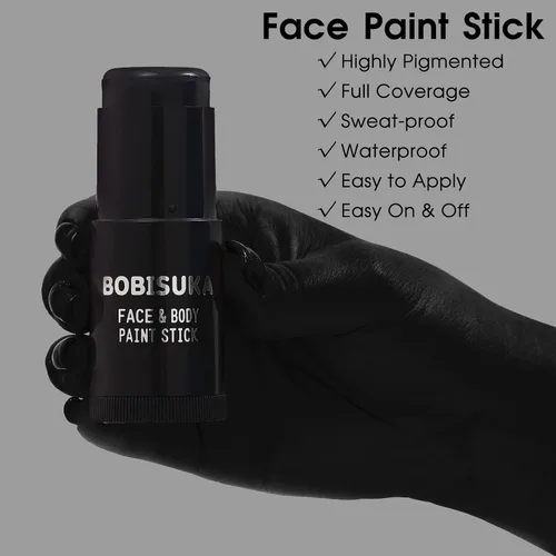 Vista 2 de BOBISUKA Barra de pintura negra para la cara y el cuerpo, palitos negros para deportes, béisbol, softbol, fútbol, kit de pintura negra
