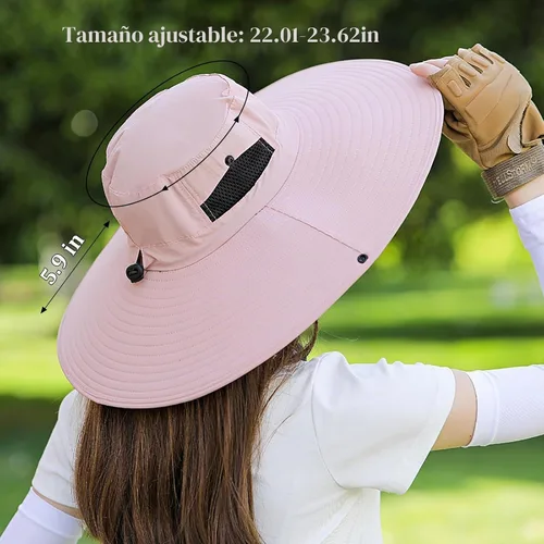 Vista 3 de Peicees Sombrero de sol de ala ancha para mujer, UPF50+, impermeable, para pesca, senderismo, camping, jardinería