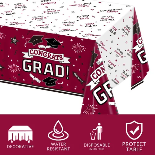 Vista 3 de Oigco Decoraciones de fiesta de graduación, mantel de graduación de felicitaciones para suministros de fiesta de graduación 2026, paquete de 3