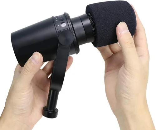 Vista 5 de SUNMON Shure MV7 Pop Filter - Cubierta de espuma para parabrisas de micrófono profesional compatible con micrófono Shure MV7 Podcast para minimizar