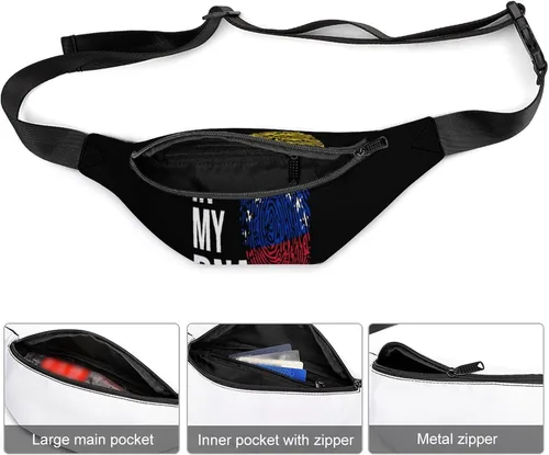 Vista 4 de It's in My DNA - Riñonera con la bandera de Venezuela para hombres y mujeres, bolsa deportiva con diseño de estampado cruzado
