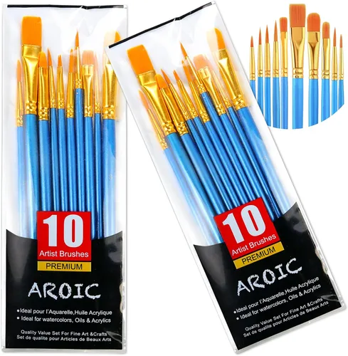 Vista 14 de AROIC Pinceles de Pintura Pequeños a Granel, 80 Piezas de Pinceles de Pintura de Cerdas de Nylon Negro para Niños con Punta Plana Redonda