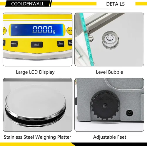 Vista 5 de CGOLDENWALL Balanza analítica digital Balanza de alta precisión Balanza electrónica digital para farmacia de laboratorio (7.05 oz 1mg)