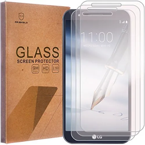 Vista 2 de Mr.Shield [Paquete de 3] Protector de pantalla diseñado para LG Stylo 3 Plus [vidrio templado] con reemplazo de por vida