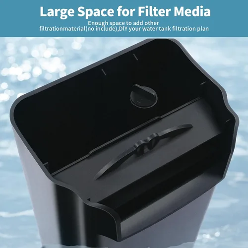 Vista 8 de Filtro de tanque de tortuga mejorado, filtros internos ajustables para acuario, filtro de cascada de reptiles silencioso, biofiltración de 3 etapas