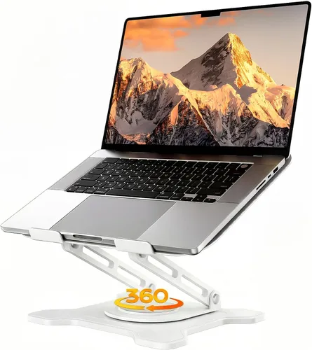 Vista 9 de JCZT Soporte ajustable para computadora portátil, base giratoria de 360°, soporte ergonómico para computadora, elevador plegable para oficina