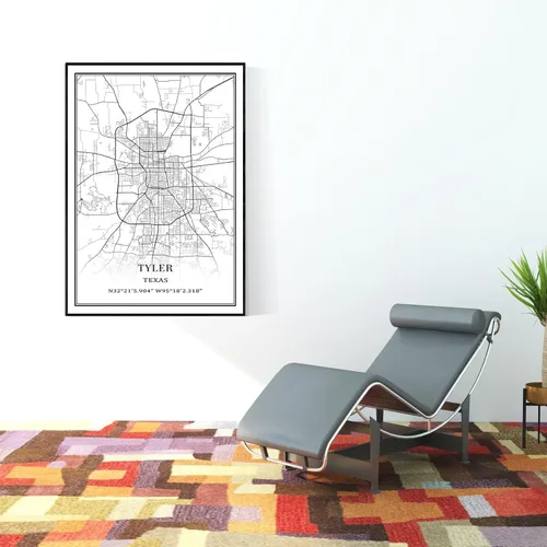 Vista 4 de Tanokcrs Tyler Texas America Wall Art City Map Paintings Canvas Unframed Artwork Modern Simple Poster Home Office Decor 9x11 inches