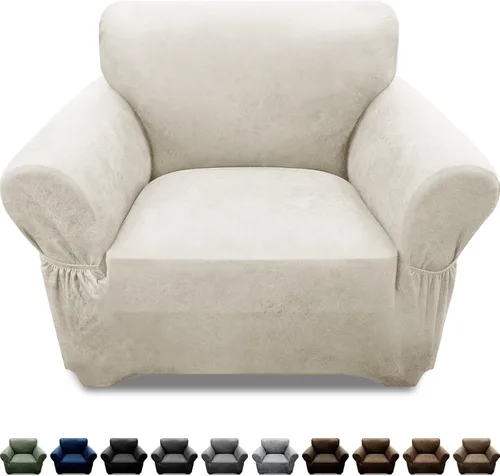 Vista 34 de Fundas para Sillón de 2 Piezas con Cojín en T, Fundas de Aspecto de Cuero para Sofá, Fundas para Sillas, Protector de Muebles Elástico, Funda