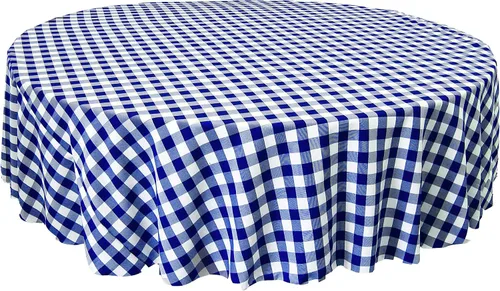 Vista 12 de Mantel LA Linen, redondo, a cuadros, polivinílico, 51 pulgadas.