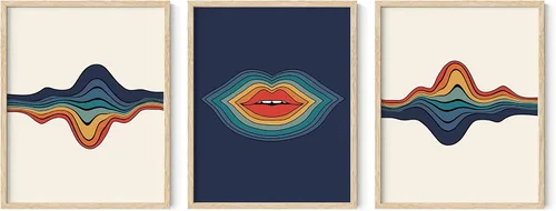 Vista 41 de HAUS AND HUES - Arte de póster Bauhaus - Juego de 3 arte de pared abstracto moderno, pósteres vintage e impresiones, arte de pared azul y amarillo