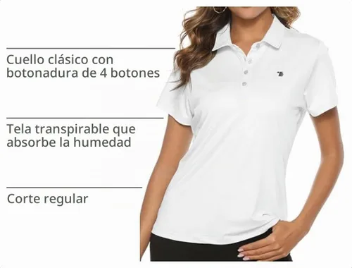 Vista 4 de TBMPOY Camisetas polo de golf de manga corta para mujer, ligeras, con absorción de humedad, con cuello, T-shirt de secado rápido de 4 botones