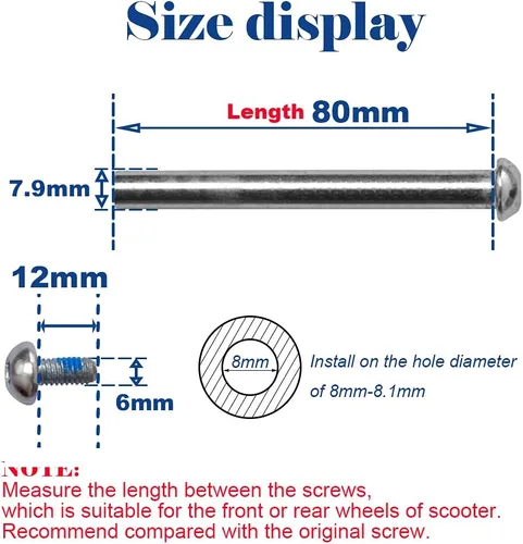 Vista 2 de Tornillos M8x30mm para patinetes de 2-3-4 ruedas, reemplazo de ejes para patinetes plegables micro mini para niños (30)