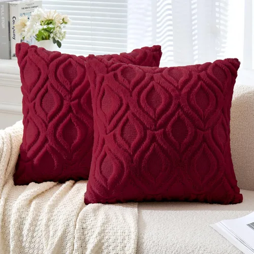 Vista 25 de MIULEE - Juego de 2 fundas de almohada de lana sintética suave y afelpada, fundas decorativas de estilo bohemio para sofá, sala de estar, cama, 16 x