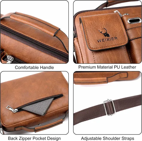 Vista 3 de Bolso bandolera pequeño de piel sintética de 11 pulgadas, bolso cruzado para mujeres y hombres, bolso cruzado para hombre
