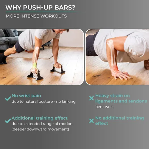 Vista 5 de PULLUP & DIP Parallettes - Mangos para Flexiones con Mangos Ergonómicos de Madera y Acero de Alta Resistencia - Barras Parallettes Antideslizantes