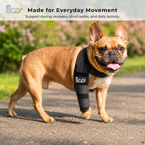 Vista 3 de Codera para perro (pierna derecha) – Soporte ajustable para pierna delantera para displasia de codo, artritis y alivio del dolor – Incluye férulas