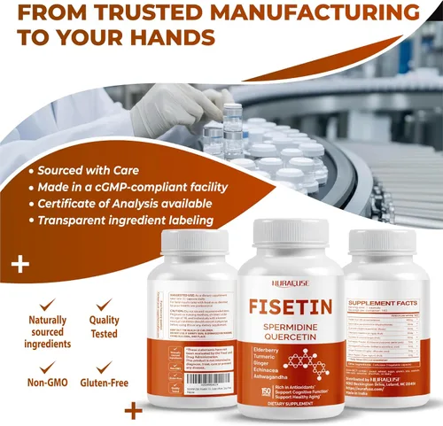 Vista 9 de Suplemento de fisetina, 9 ingredientes botánicos con espermidina, quercetina, antioxidante, función cognitiva y apoyo al envejecimiento saludable*