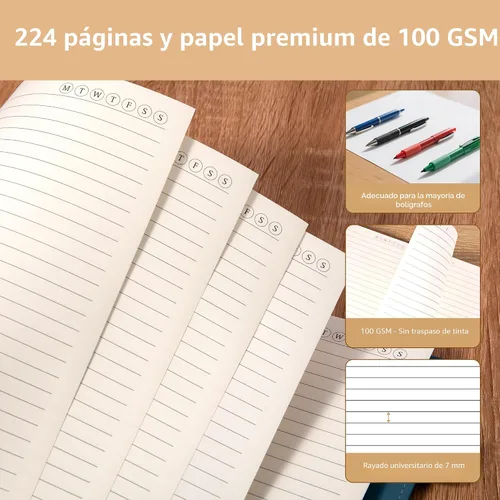 Vista 8 de Yoment - Cuaderno de diario de cuero para trabajo, recargable, 224 páginas, 100 GSM, papel grueso, cuaderno de 5 materias con separadores y pestañas