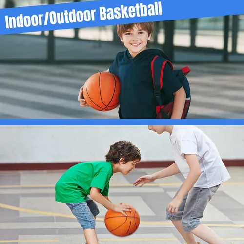 Vista 6 de Lenwen 20/30 pelotas de baloncesto de goma a granel tamaño oficial con bomba para niños jóvenes PE entrenamiento de regreso a la escuela