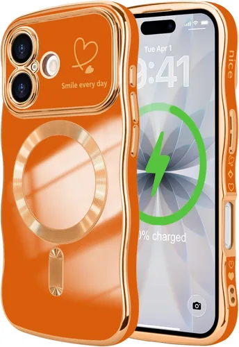 Vista 61 de LCHULLE - Funda magnética para iPhone 13 para mujeres y niñas, con forma ondulada, color azul bebé [Compatible with MagSafe] Cute Curly Wave, Love
