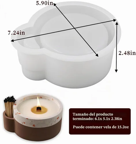 Vista 4 de Wehous Portavelas grande de resina de silicona, molde de cemento para concreto, recipientes de vela únicos, soporte para joyas, recipiente redondo