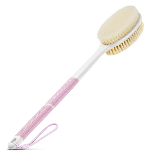 Vista 9 de Backski Limpiador corporal antideslizante para ducha, cepillo de ducha de mango largo con cerdas rígidas y suaves, limpiador de espalda exfoliante