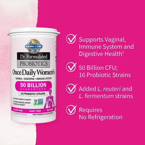 Vista 3 de Garden of Life Paquete de probióticos para niños y mujeres: probióticos Dr. Formulados Kids+ Berry Cherry 5 mil millones de UFC - 30 masticables +