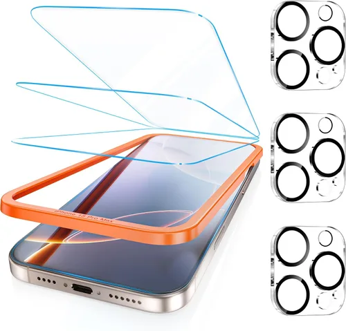 Vista 7 de Fotbor [Paquete de 3 + 3 protectores de pantalla para iPhone Air, antiluz azul, [protección ocular] 9H+ vidrio templado con protector de lente