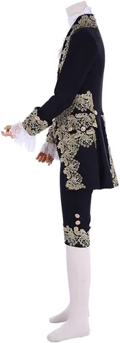 Vista 4 de Disfraz victoriano para hombre, disfraz rococó, chaqueta, chaleco, para cosplay, Halloween