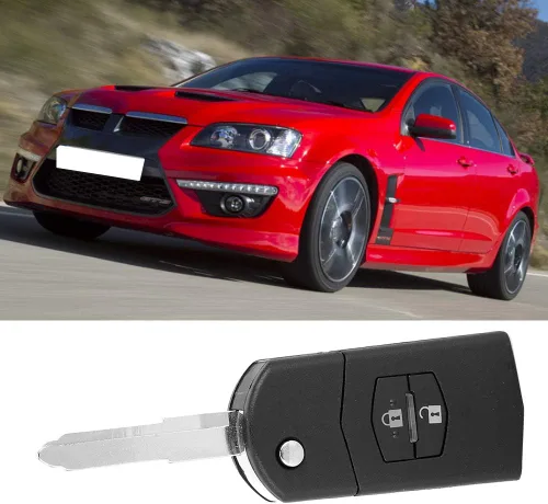 Vista 3 de KIMISS Funda protectora de llave con mando a distancia de 2 botones para automóvil, funda para llavero con control remoto automático para Mazda 3