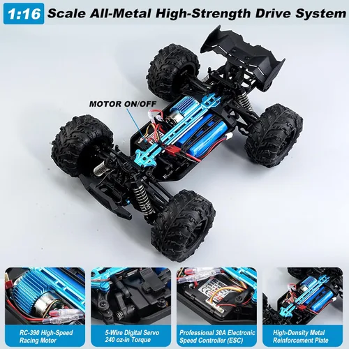 Vista 3 de Coche RC 4WD de alta velocidad a escala 1:16, camión de control remoto todoterreno de 25 MPH para adultos y adolescentes, vehículo eléctrico todo