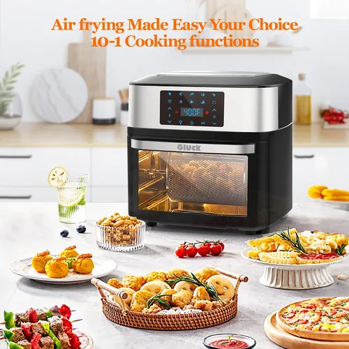 Vista 7 de Horno freidora de aire grande de 20 cuartos de galón, horno tostador 10 en 1, combo de freidora de aire con ventana para la familia, horno freidora