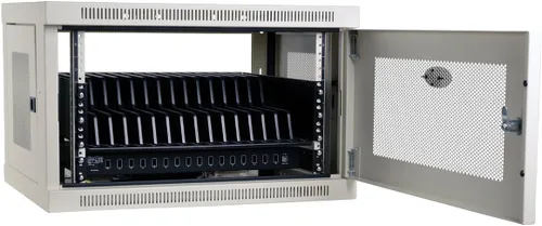 Vista 25 de Tripp Lite Estación de almacenamiento de carrito de carga móvil de CA de 21 puertos para Chromebooks, iPads, portátiles, tabletas, negro (CSC21AC)