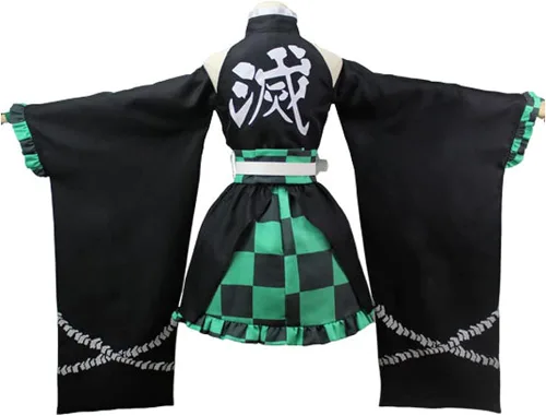 Vista 3 de Juejuezi Nuevo disfraz de Tanjirou de Zenitsu para cosplay kimono de anime para Halloween falda de hombros descubiertos traje de Nezuko Shinobu
