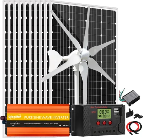 Vista 17 de Kit solar de viento de 640 W, kit de carga de batería de 12 V: generador de turbina eólica de 400 W + 2 paneles solares de 120 W + controlador +