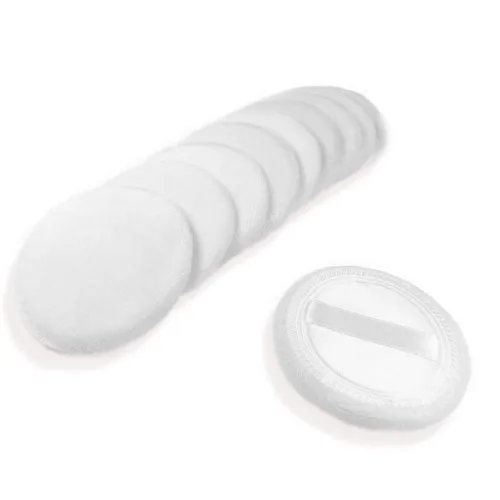 Vista 9 de 10 piezas de almohadillas de algodón para maquillaje en polvo con cinta LOOKSEVEN, para polvo suelto y base, 6 cm (Beige)