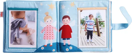Vista 8 de HABA Álbum de fotos de bebé – Álbumes de tela suave, con capacidad para 8 fotos de 4 x 6 pulgadas, nuevo regalo de bebé y cesta de ducha, juguete