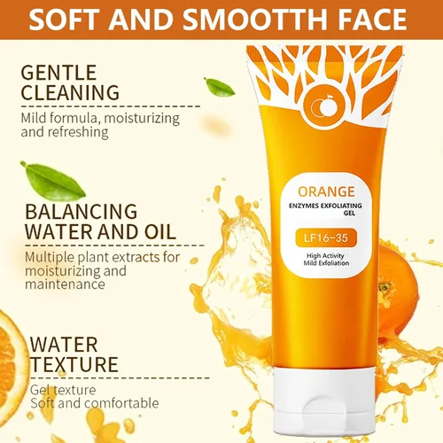 Vista 3 de Gel exfoliante naranja para cara y cuerpo, gel exfoliante de naranja, exfoliante exfoliante de limpieza, exfoliante facial hidratante de limpieza