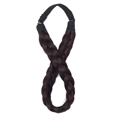 Vista 3 de Diadema trenzada para mujer, 3 hebras, sintéticas, trenzadas, diademas elásticas para el cabello, accesorios para el cabello a la moda