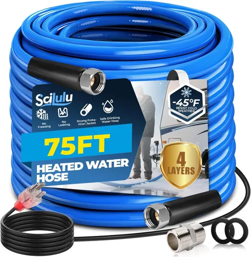 Vista 9 de Manguera de agua caliente de 15 pies para RV, protección contra congelamiento hasta -45°F, sin plomo y sin BPA, agua potable segura para campistas
