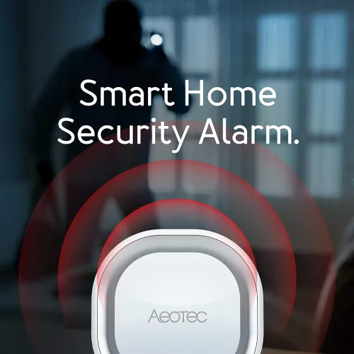 Vista 2 de Aeotec Siren 6, Z-Wave Plus S2 habilitado Zwave Siren Altavoz de seguridad, sonido y luz montado en la pared, alarma Zwave con batería de respaldo