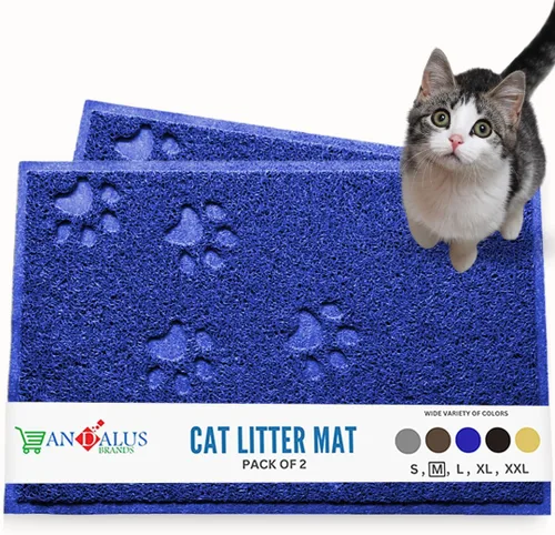 Vista 36 de Andalus Tapete Pequeño para Arena de Gatos, Paquete de 2 - Impermeable, Antideslizante y Fácil de Limpiar, Tapete para Caja de Arena de Gatos