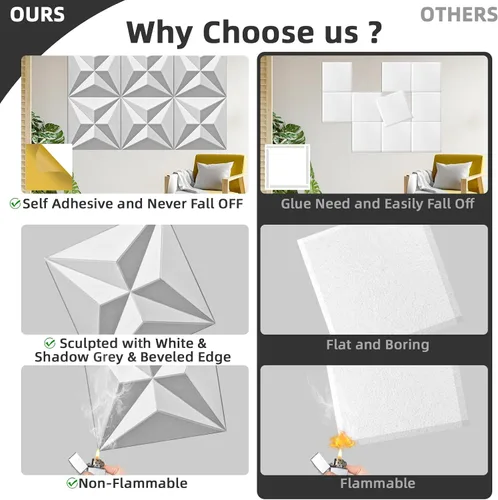 Vista 4 de Art3dwallpanels Paneles acústicos de 24 x 24 pulgadas, paquete de 6 paneles de pared insonorizados que amortiguan el sonido, paneles absorbentes