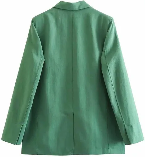 Vista 4 de DCOT Linen-Blend Office Chic Suit Jacket Halter + Top + Elegant Female Trousers