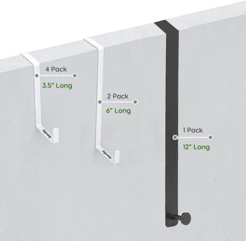 Vista 7 de ganchos para encima de la puerta, reversibles, diseñados para los dos anchos de puerta más populares (4 unidades)