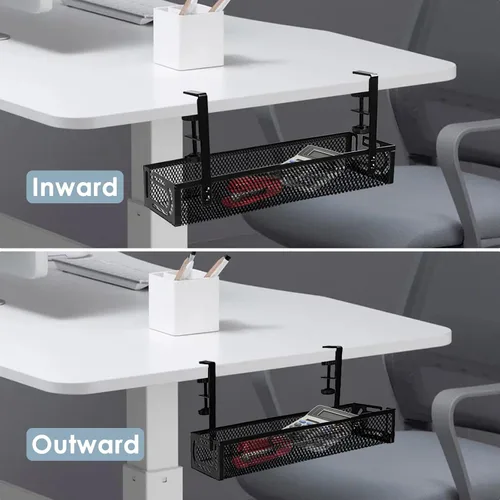 Vista 7 de Bandeja de gestión de cables para debajo del escritorio, gestión de cables debajo del escritorio sin taladro, bandeja de gestión de cables
