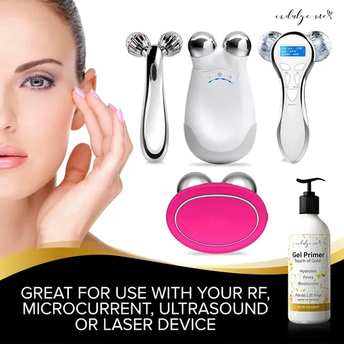 Vista 3 de Gel Conductivo - Imprimación de gel hidratante facial, ácido hialurónico, péptido de colágeno, niacinamida, vitamina E, lámina dorada