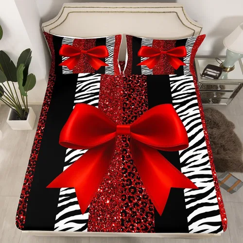 Vista 5 de Sábana bajera ajustable para niños, tamaño individual, diseño de cebra y leopardo con purpurina, decoración de habitación para niñas y mujeres, A1