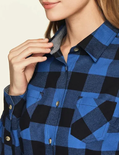 Vista 7 de CQR - Camisa de franela a cuadros para mujer, de manga larga, casual, de algodón suave cepillado y con botones