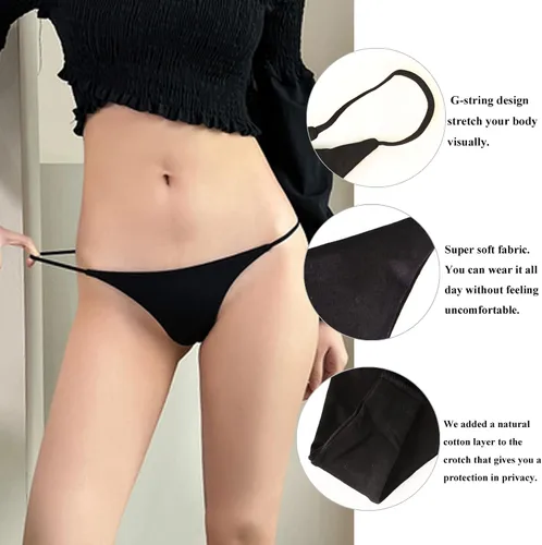 Vista 4 de Bolivelan Tanga de tanga de algodón con espalda en T para mujer paquete de 6